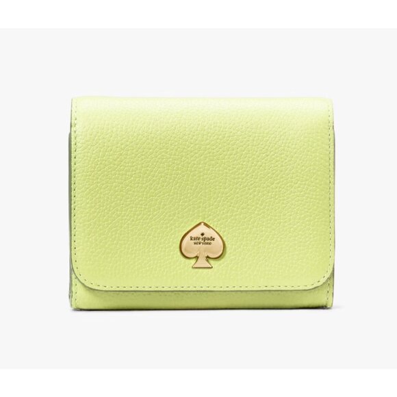 New Kate Spade Kayla Small L-Zip Wallet Leather Lime Slushy - Picture 1 of 3